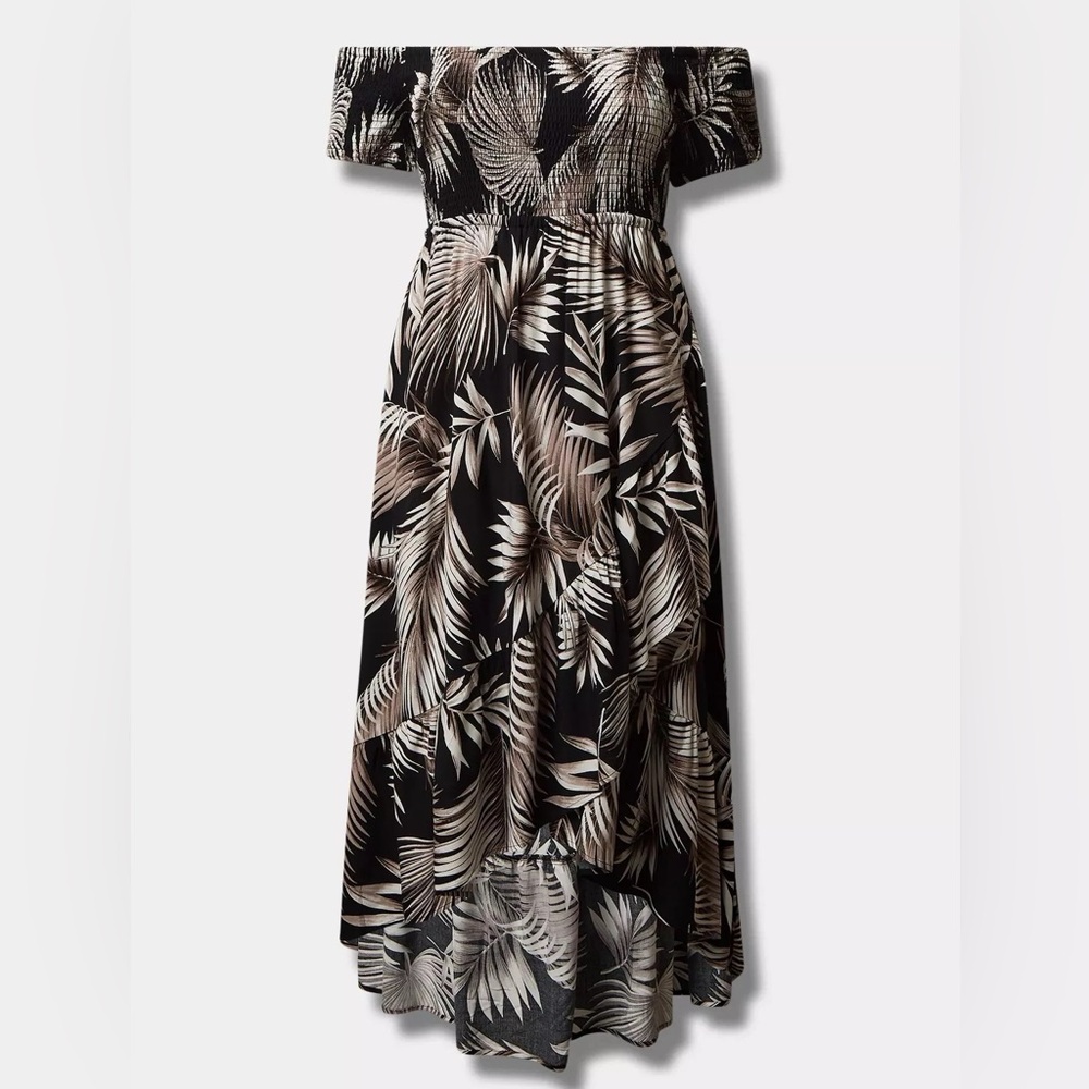 NWT Torrid Challis Off-Shoulder Hi-Lo Tulip Maxi Dress -Torrid Size 3 (22-24,3X)